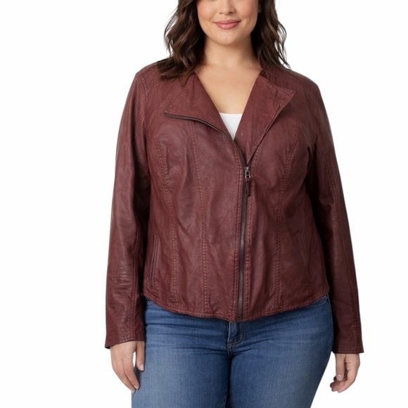 Maurices Jackets & Blazers - Maurices Faux Leather Moto Jacket Women’s Size 3 Brown Asymmetrical Zip Casual